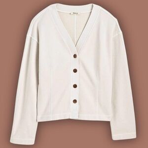 Madewell Cream Cardigan XS Minimalist Button Down V Neck Sweater NWT